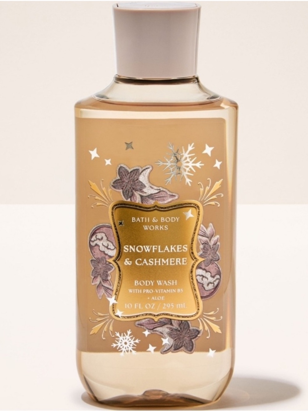 New! Bath & Body Works Snowflakes & Cashmere Body Wash - Cream & Gold, 10 oz.